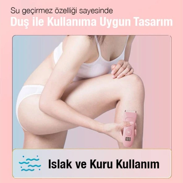 EZERE Saç sakal vücut tıraş makinesi Su Geçirmez Dijital Göstergeli Pembe - 3