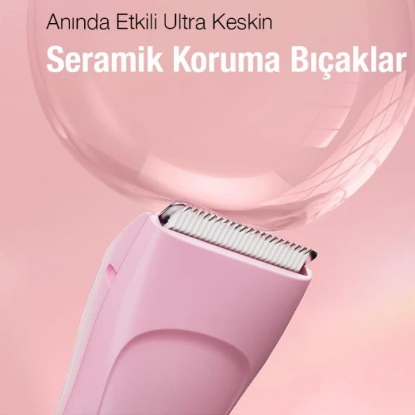 EZERE Saç sakal vücut tıraş makinesi Su Geçirmez Dijital Göstergeli Pembe - 7