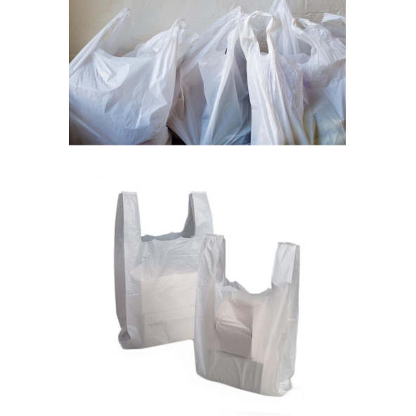 Kalın Kırık Beyaz Poşet Büyük Boy 5 Kg Hışır Atlet Poşet Market Manav Poşeti Çöp Poşeti - 2