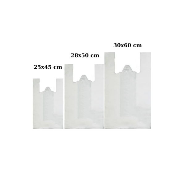 Kırık Beyaz Kalın Poşet 3'lü Set (küçük, Orta, Büyük)3 Kg Market Manav Poşeti Hışır Atlet Poşet Çöp Poşeti - 2