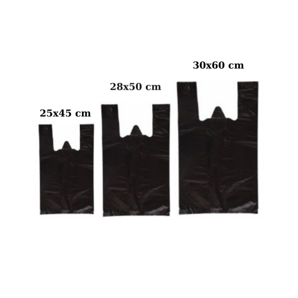 Siyah Kalın Poşet 3'lü Set (KÜÇÜK, ORTA, BÜYÜK) 3 Kg Market Manav Poşeti Hışır Atlet Poşet Çöp Poşeti - 5