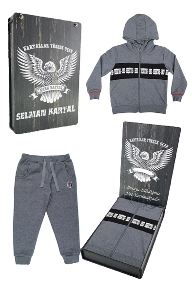 Beşiktaş Orijinal Çocuk Kapüşonlu Eşofman Takımı - 9