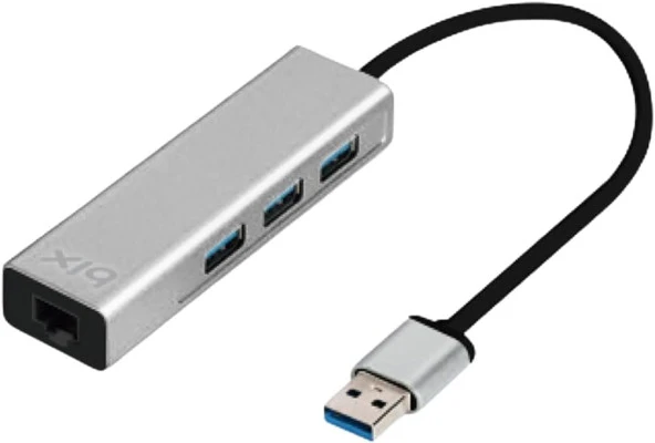 BX06HB USB 3.0, 1000Mbps Güvenilir Kablolu Ağ Bağlantısı, 3 Portlu Çoklayıcı Hub