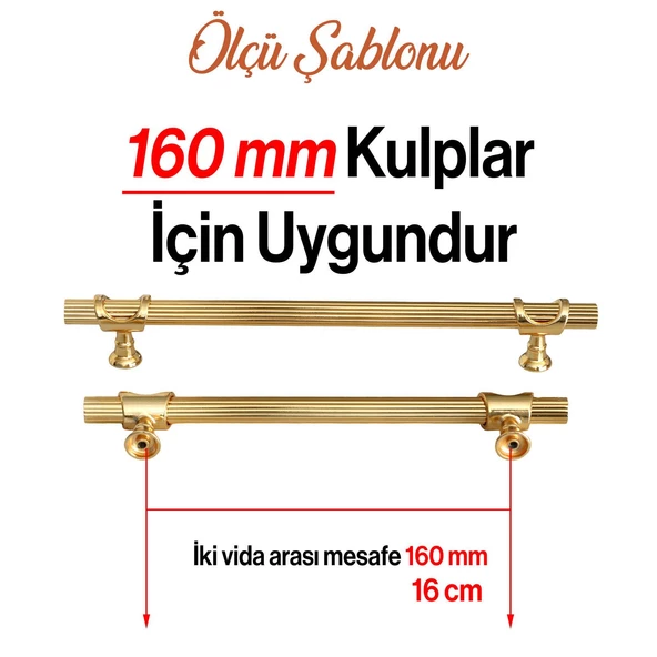 Arsin Altın Metal Kulp 160 mm-16 cm Mobilya Dolap Çekmece Kapak Mutfak Dolabı Kulpları Kulbu Kulpu - Resim 3