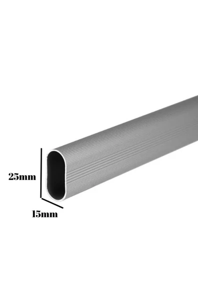 Alüminyum Oval Askı Borusu Mobilya Askı Borusu (Alüminyum Oval En:15mm Boy:25mm) - 2