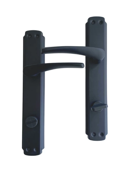 Bravo Siyah Kapı Kolu Tuvalet(WC) ve Banyo Kapısı Kolu Aynalı Bir Kapılık WC(1 Takım)(SAĞ) - Resim 2