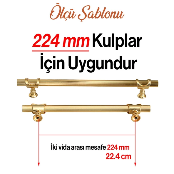 Arsin Altın Metal Kulp 224 mm-22.4 cm Mobilya Dolap Çekmece Kapak Mutfak Dolabı Kulpları Kulbu Kulpu - 3