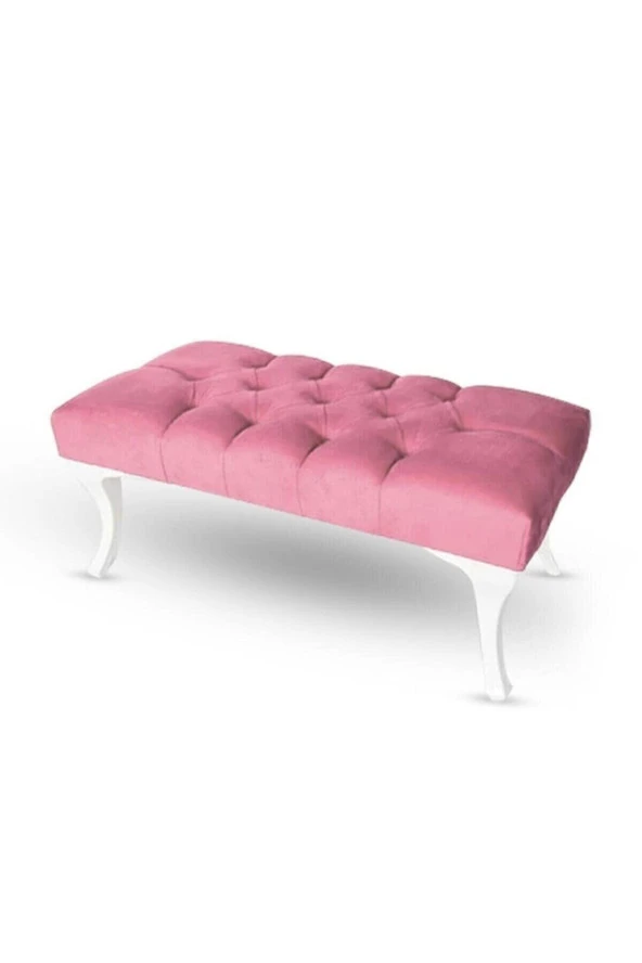 Sepetten Evine 100x45 Cm Pembe Kapitoneli Ayak Ucu Kapı Önü Antre Bench Puf