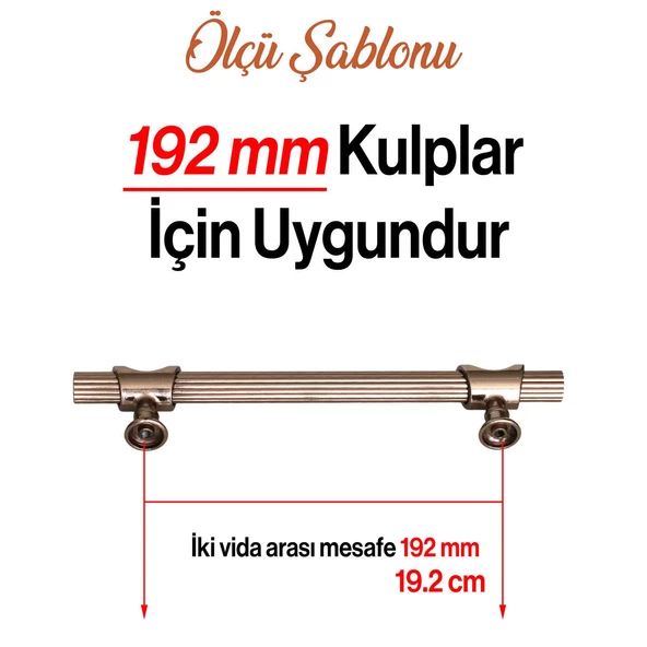 Arsin Bronz Metal Kulp 192 mm-19.2 cm Mobilya Çekmece Dolap Kapak Mutfak Dolabı Kulpları Kulbu Kulpu - 3