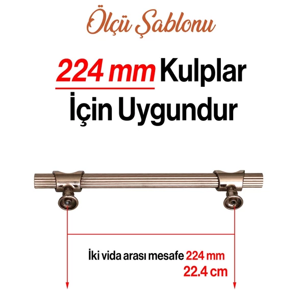 Arsin Bronz Metal Kulp 224 mm-22.4 cm Mobilya Dolap Çekmece Kapak Mutfak Dolabı Kulpları Kulbu Kulpu - 3