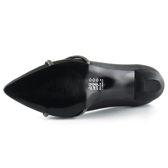 Erkan Saçmacı Abby Siyah Saten Burma Taşlı Sivri Burun Kadeh Topuklu Abiye Ayakkabı - Resim 5