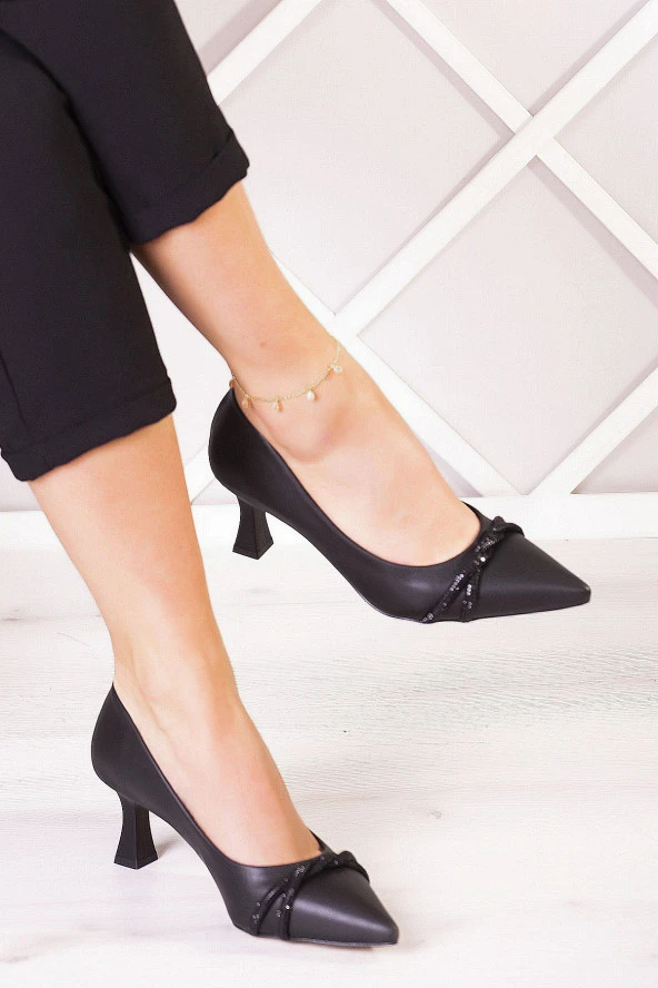 Erkan Saçmacı Adel Siyah Vegan Burma Taşlı Abiye Ayakkabı