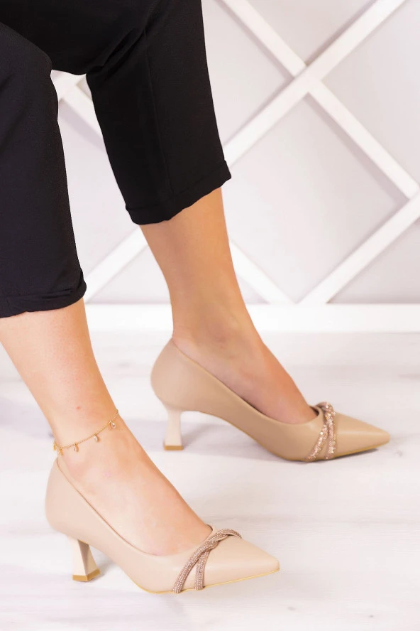 Erkan Saçmacı Adel Ten Vegan Burma Taşlı Abiye Ayakkabı - Resim 2