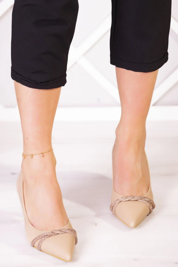 Erkan Saçmacı Adel Ten Vegan Burma Taşlı Abiye Ayakkabı - Resim 3