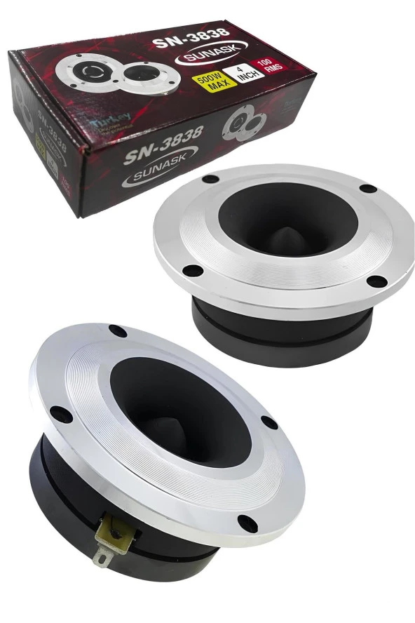 Sunask Sn-3838 10 Cm 500 Watt 100 Rms Dome Twitter Twieeter 2 Adet ( 1. Sınıf Kalite) Kutu Içeriği 2 Adet - 4