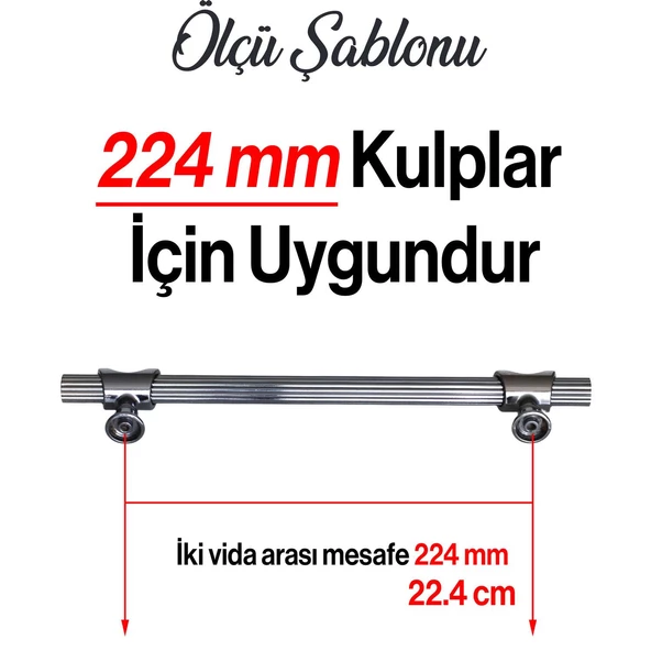 Arsin Füme Metal Kulp 224 mm-22.4 cm Dolap Mobilya Mutfak Kapak Çekmece Dolabı Kulpları Kulbu Kulpu - Resim 3