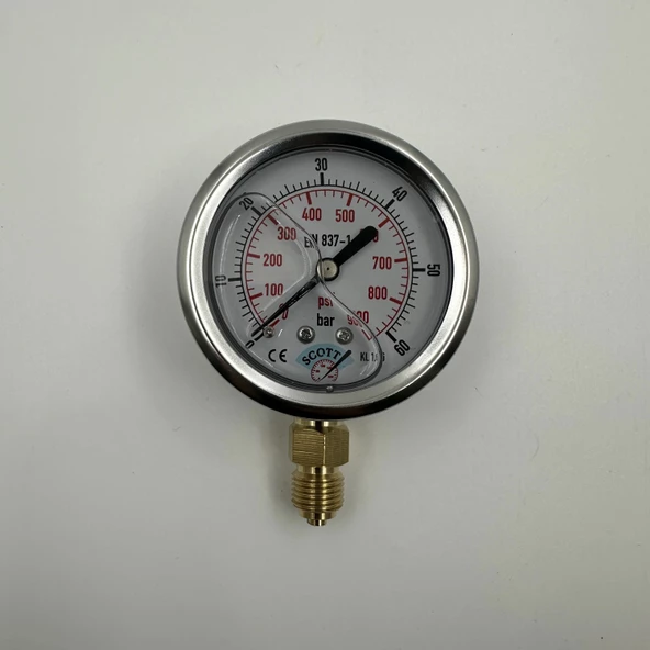 Manometre Gliserinli Alttan Çıkışlı Q63 - 0 - 60 Bar 1/4 - Resim 4