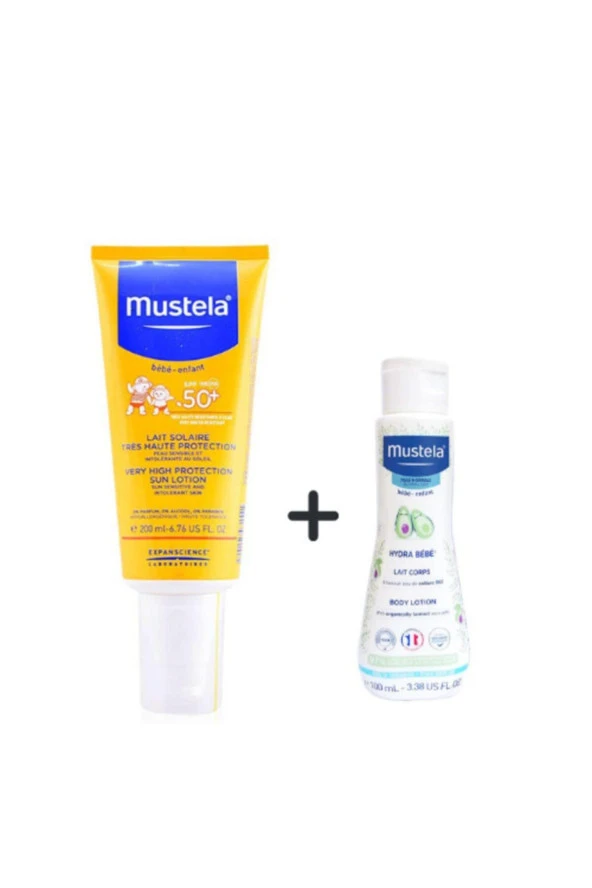 Mustela SPF 50+Güneş Losyonu 200 ml + Vücut Losyonu 100 ml Hediye