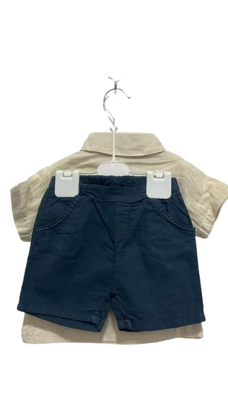 uğurböceğiçocuk 2'li Erkek Takım Born To Be Wild Gömlek Şort Takım 124114 - 6