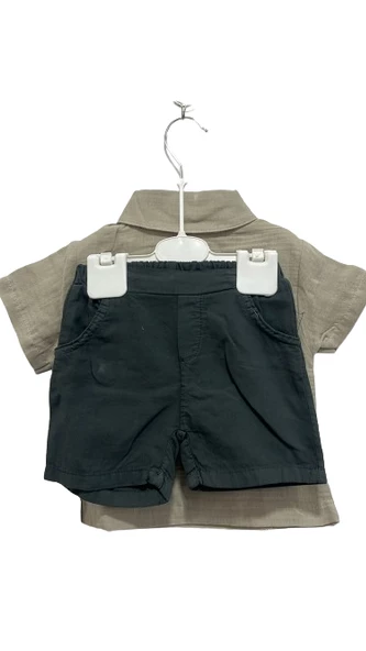 uğurböceğiçocuk 2'li Erkek Takım Born To Be Wild Gömlek Şort Takım 124114 - 12