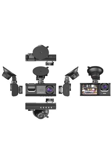 Torima TA-01 Siyah 1080p Araç içi 3 Kameralı Lcd Ekranlı Gece Görüşlü Araç Kamerası - 2