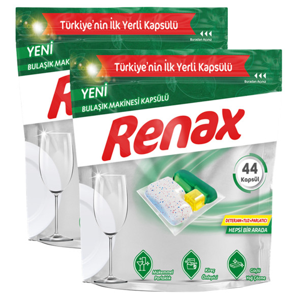 RENAX Bulaşık Makinesi Kapsülü Hepsi Bir Arada 44 Lü X 2 Adet