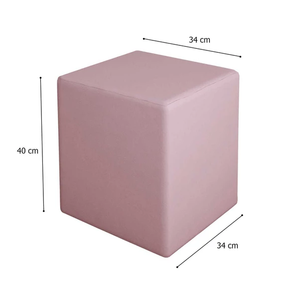 MODİLAYN DOĞA Kare Puf Tay Tüyü Kumaş, Sağlam Ahşap İskeletli -PEMBE- - 2