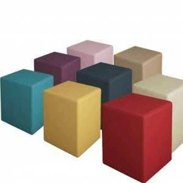 MODİLAYN DOĞA Kare Puf Tay Tüyü Kumaş, Sağlam Ahşap İskeletli -İNDİGO MAVİ- - 3