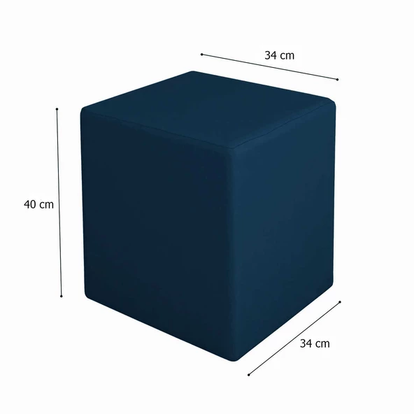 MODİLAYN DOĞA Kare Puf Tay Tüyü Kumaş, Sağlam Ahşap İskeletli -İNDİGO MAVİ- - 2