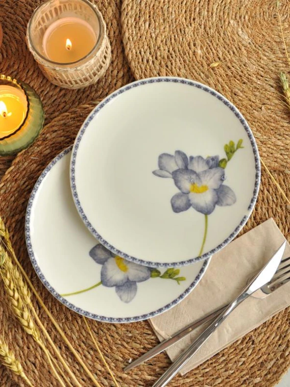 Sipahi Menekşe 2 li Porseşlen Pasta Tabağı