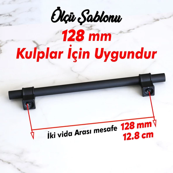 Hisar Siyah Metal Kulp 128 mm-12.8 cm Mutfak Mobilya Çekmece Dolap Kapak Dolabı Kulpları Kulbu Kulpu - 3