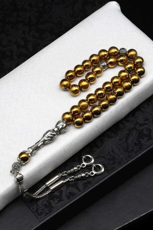 Gold Hematit Doğal Taş Tesbih 8 mm Küre Kesim