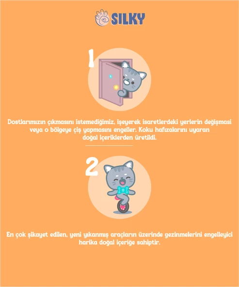 Silky - Kedi Uzaklaştırıcı ve Tuvalet Eğitim Spreyi - Doğal Esans içerikli 100ml - 2