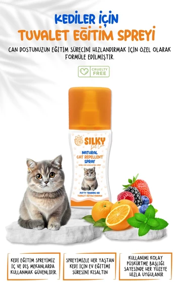 Silky - Kedi Uzaklaştırıcı ve Tuvalet Eğitim Spreyi - Doğal Esans içerikli 100ml - 5