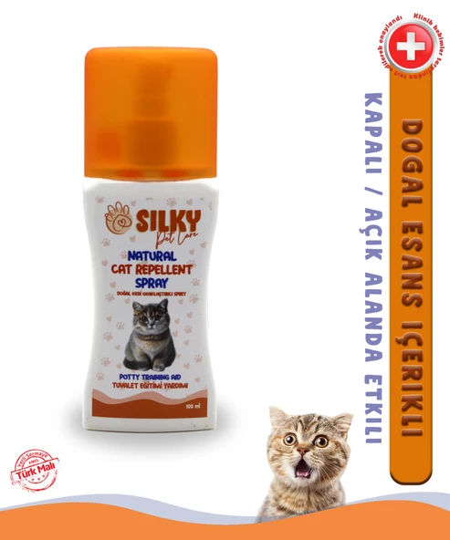 Silky - Kedi Uzaklaştırıcı ve Tuvalet Eğitim Spreyi - Doğal Esans içerikli 100ml