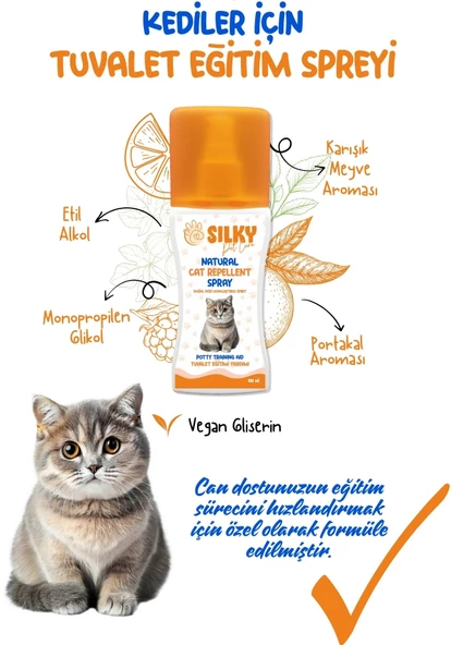 Silky - Kedi Uzaklaştırıcı ve Tuvalet Eğitim Spreyi - Doğal Esans içerikli 100ml - 4
