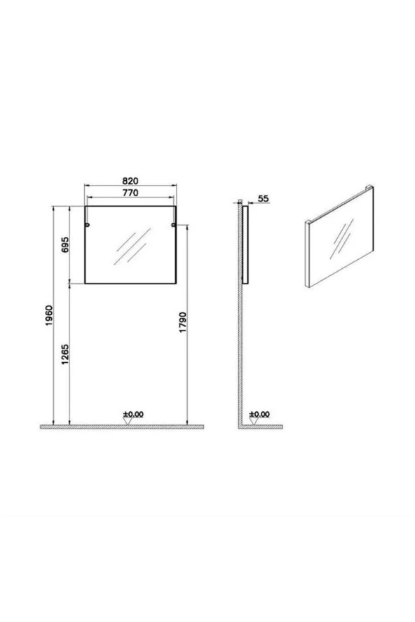 VitrA Basis Düz Ayna, 80 Cm - 2