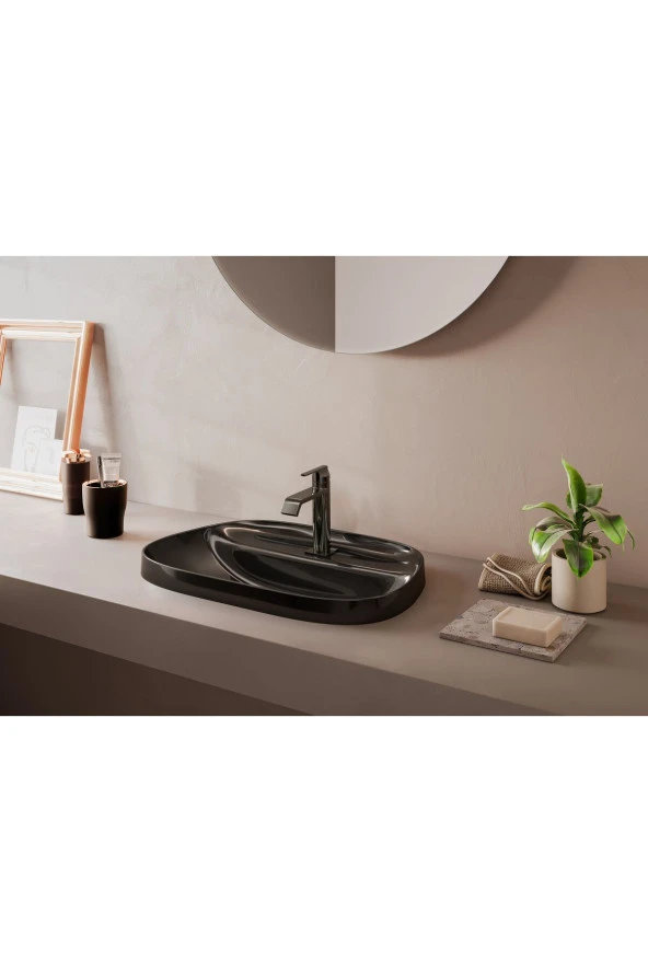 VitrA Suit A4281639 Lavabo Bataryası, Üstten Kumandalı, Parlak Siyah - Resim 2