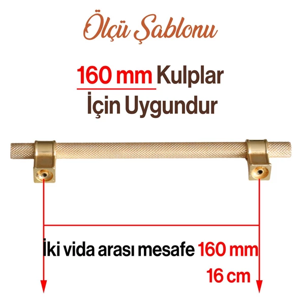 Hisar Altın Gold Metal Kulp 160 mm Tırtıklı Desen Çekmece Mobilya Mutfak Dolabı Dolap Kulpları Kulbu - 4