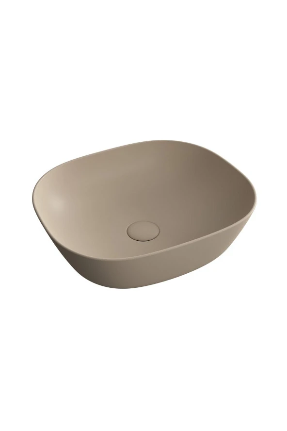 VitrA Plural 7810B474-0016 Kare Alçak Çanak Lavabo, Clean, 45 Cm, Mat Kil Beji