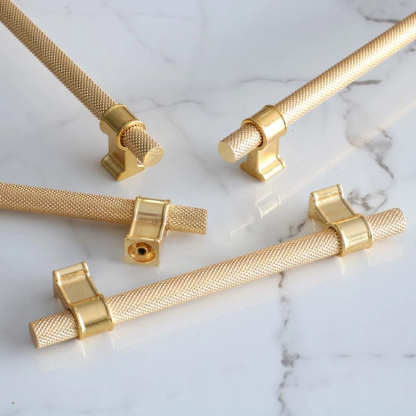 Hisar Altın Gold Metal Kulp 160 mm Tırtıklı Desen Çekmece Mobilya Mutfak Dolabı Dolap Kulpları Kulbu - 8
