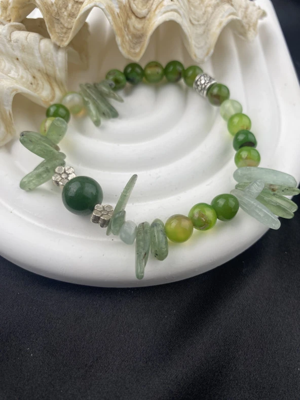 Tasarım Kadın Doğal Akik Taş Bileklik ürün görseli 1