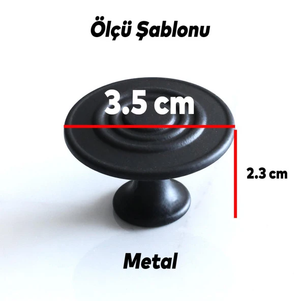 Daire Kulp Düğme Mat Siyah Mobilya Dolap Mutfak Dolabı Çekmece Kulpları Kapak Kulpu Kulb Metal - Resim 3