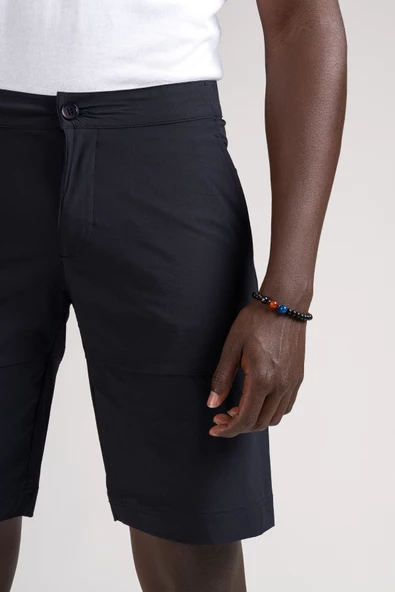 Beli Yarım Lastikli Paraşüt Kumaş Likralı Astarsız Cepli Slimfit Şort - 11