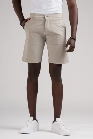 Beli Yarım Lastikli Paraşüt Kumaş Likralı Astarsız Cepli Slimfit Şort - 3