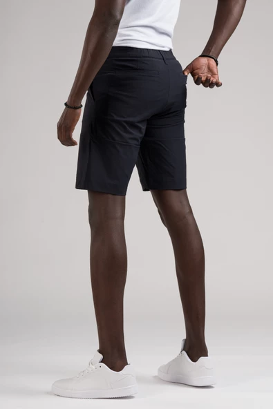 Beli Yarım Lastikli Paraşüt Kumaş Likralı Astarsız Cepli Slimfit Şort - 10