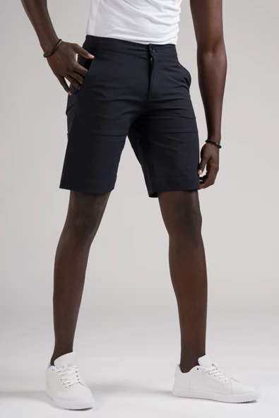 Beli Yarım Lastikli Paraşüt Kumaş Likralı Astarsız Cepli Slimfit Şort - 7