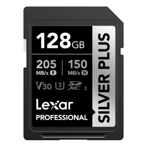 Lexar Professional 128GB 205 MB/s Silver Plus SD Hafıza Kartı