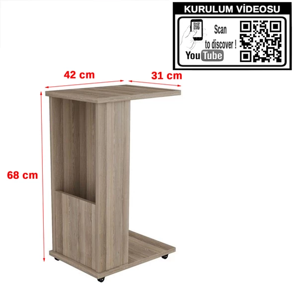 MODİLAYN CAN Gazetelikli C Yan Sehpa, Tekerlekli Sehpa - CORDOBA - - 4