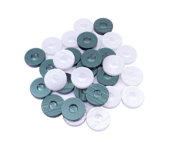 Sedefli Yeşil - Beyaz 35 mm Tavla Pulu 3,5 cm - Resim 2